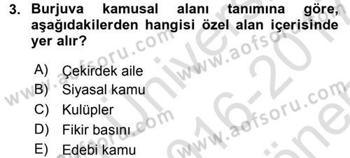 Medya Siyaset Kültür Dersi 2016 - 2017 Yılı (Final) Dönem Sonu Sınav Soruları 3. Soru