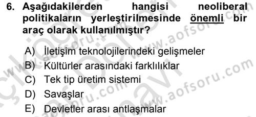 Medya Siyaset Kültür Dersi 2016 - 2017 Yılı (Final) Dönem Sonu Sınav Soruları 6. Soru