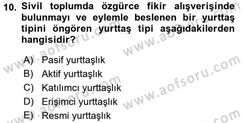 Medya Siyaset Kültür Dersi 2017 - 2018 Yılı 3 Ders Sınav Soruları 10. Soru