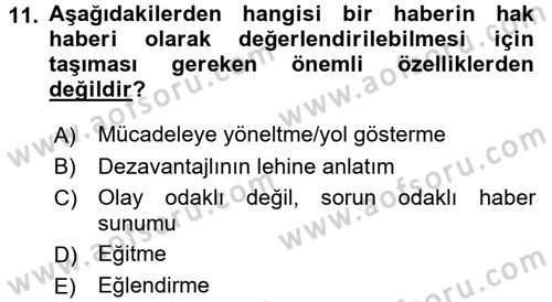 Medya Siyaset Kültür Dersi 2017 - 2018 Yılı 3 Ders Sınavı 11. Soru