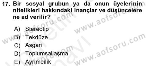 Medya Siyaset Kültür Dersi 2017 - 2018 Yılı 3 Ders Sınavı 17. Soru