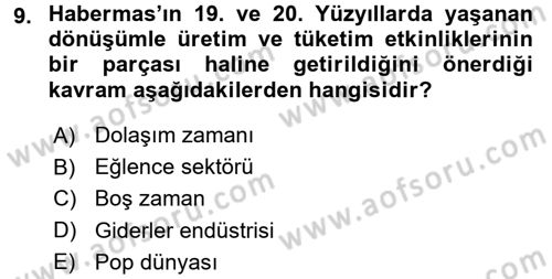 Medya Siyaset Kültür Dersi 2017 - 2018 Yılı 3 Ders Sınav Soruları 9. Soru