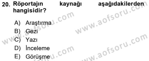 Medya Siyaset Kültür Dersi 2017 - 2018 Yılı (Vize) Ara Sınav Soruları 20. Soru