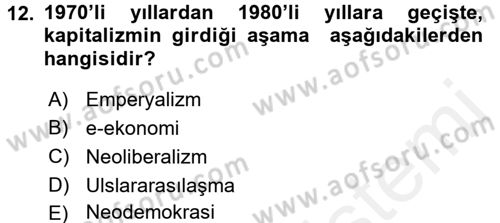 Medya Siyaset Kültür Dersi 2017 - 2018 Yılı (Final) Dönem Sonu Sınav Soruları 12. Soru