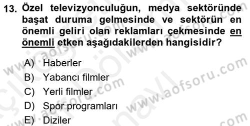 Medya Siyaset Kültür Dersi 2017 - 2018 Yılı (Final) Dönem Sonu Sınav Soruları 13. Soru