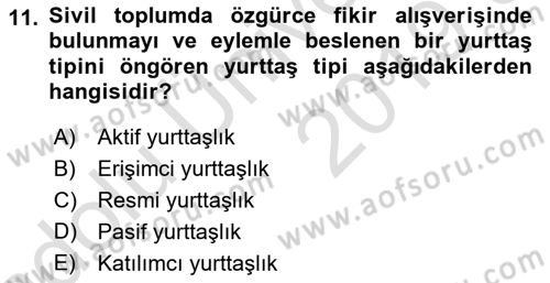 Medya Siyaset Kültür Dersi 2018 - 2019 Yılı 3 Ders Sınav Soruları 11. Soru