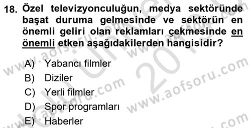 Medya Siyaset Kültür Dersi 2018 - 2019 Yılı 3 Ders Sınav Soruları 18. Soru