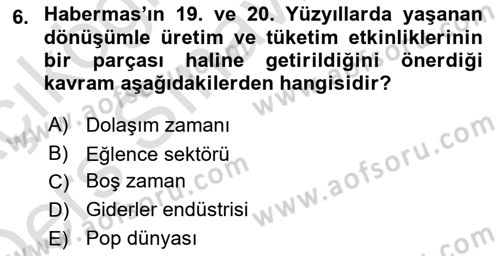 Medya Siyaset Kültür Dersi 2018 - 2019 Yılı 3 Ders Sınav Soruları 6. Soru