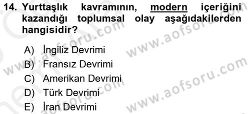 Medya Siyaset Kültür Dersi 2018 - 2019 Yılı (Vize) Ara Sınav Soruları 14. Soru