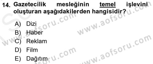 Medya Siyaset Kültür Dersi 2018 - 2019 Yılı (Final) Dönem Sonu Sınav Soruları 14. Soru
