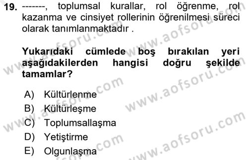 Medya Siyaset Kültür Dersi 2018 - 2019 Yılı (Final) Dönem Sonu Sınav Soruları 19. Soru