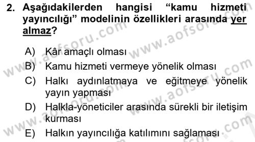 Medya Siyaset Kültür Dersi 2018 - 2019 Yılı (Final) Dönem Sonu Sınav Soruları 2. Soru