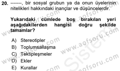 Medya Siyaset Kültür Dersi 2018 - 2019 Yılı (Final) Dönem Sonu Sınav Soruları 20. Soru