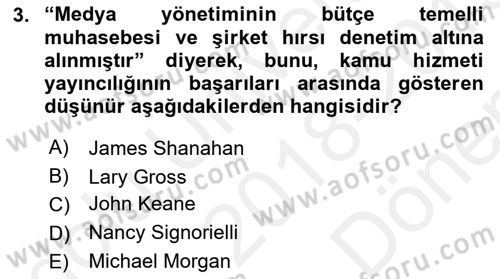 Medya Siyaset Kültür Dersi 2018 - 2019 Yılı (Final) Dönem Sonu Sınav Soruları 3. Soru