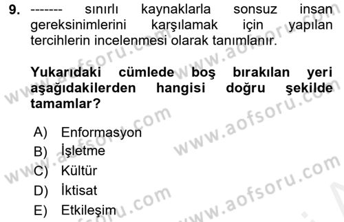 Medya Siyaset Kültür Dersi 2018 - 2019 Yılı (Final) Dönem Sonu Sınav Soruları 9. Soru