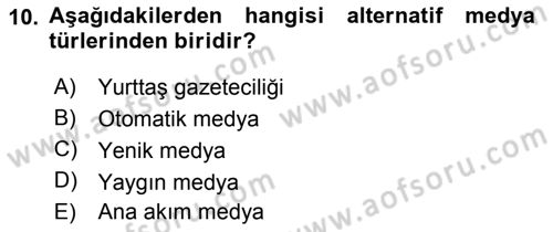 Medya Siyaset Kültür Dersi 2018 - 2019 Yılı Yaz Okulu Sınav Soruları 10. Soru