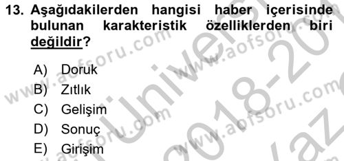 Medya Siyaset Kültür Dersi 2018 - 2019 Yılı Yaz Okulu Sınav Soruları 13. Soru