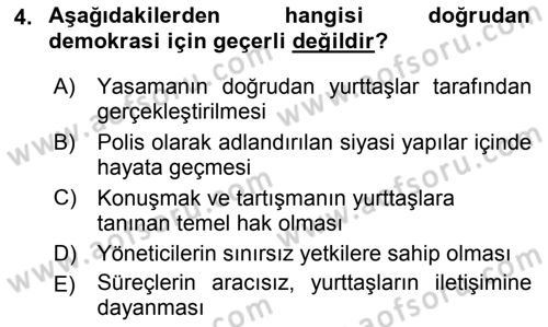 Medya Siyaset Kültür Dersi 2018 - 2019 Yılı Yaz Okulu Sınav Soruları 4. Soru