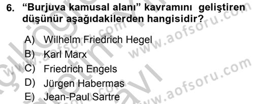 Medya Siyaset Kültür Dersi 2018 - 2019 Yılı Yaz Okulu Sınav Soruları 6. Soru