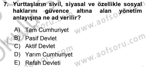 Medya Siyaset Kültür Dersi 2018 - 2019 Yılı Yaz Okulu Sınav Soruları 7. Soru