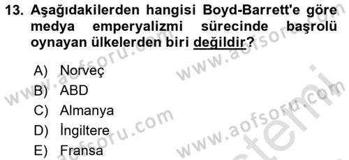 Medya Siyaset Kültür Dersi 2020 - 2021 Yılı Yaz Okulu Sınav Soruları 13. Soru
