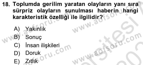 Medya Siyaset Kültür Dersi 2020 - 2021 Yılı Yaz Okulu Sınav Soruları 18. Soru