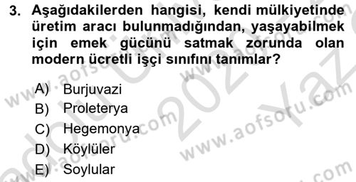 Medya Siyaset Kültür Dersi 2020 - 2021 Yılı Yaz Okulu Sınav Soruları 3. Soru
