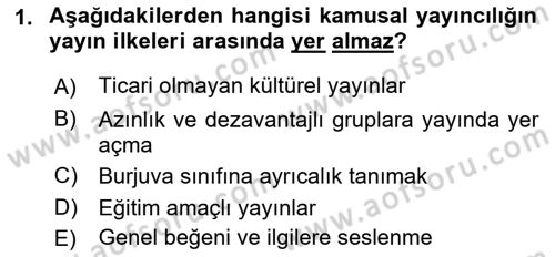 Medya Siyaset Kültür Dersi 2021 - 2022 Yılı (Vize) Ara Sınav Soruları 1. Soru