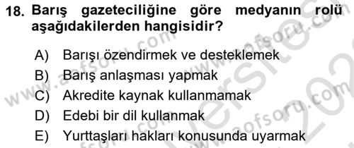 Medya Siyaset Kültür Dersi 2021 - 2022 Yılı (Vize) Ara Sınav Soruları 18. Soru