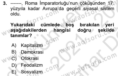 Medya Siyaset Kültür Dersi 2021 - 2022 Yılı (Vize) Ara Sınav Soruları 3. Soru