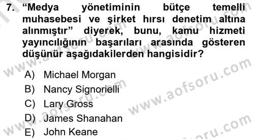 Medya Siyaset Kültür Dersi 2021 - 2022 Yılı (Vize) Ara Sınav Soruları 7. Soru