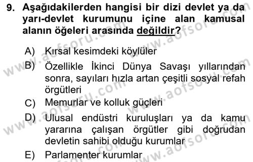 Medya Siyaset Kültür Dersi 2021 - 2022 Yılı (Vize) Ara Sınav Soruları 9. Soru