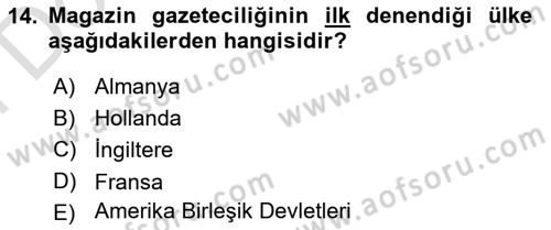Medya Siyaset Kültür Dersi 2021 - 2022 Yılı (Final) Dönem Sonu Sınav Soruları 14. Soru