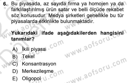 Medya Siyaset Kültür Dersi 2021 - 2022 Yılı (Final) Dönem Sonu Sınav Soruları 6. Soru