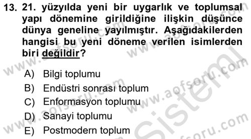 Medya Siyaset Kültür Dersi 2021 - 2022 Yılı Yaz Okulu Sınav Soruları 13. Soru