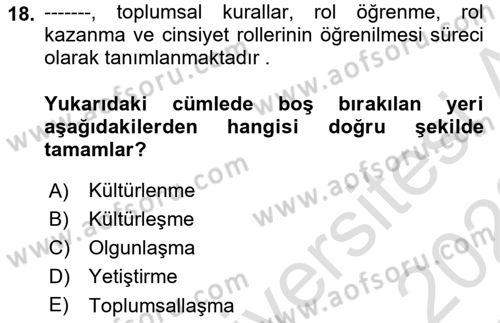 Medya Siyaset Kültür Dersi 2021 - 2022 Yılı Yaz Okulu Sınav Soruları 18. Soru
