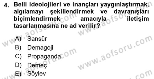 Medya Siyaset Kültür Dersi 2021 - 2022 Yılı Yaz Okulu Sınav Soruları 4. Soru