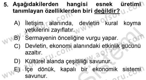 Medya Siyaset Kültür Dersi 2021 - 2022 Yılı Yaz Okulu Sınav Soruları 5. Soru