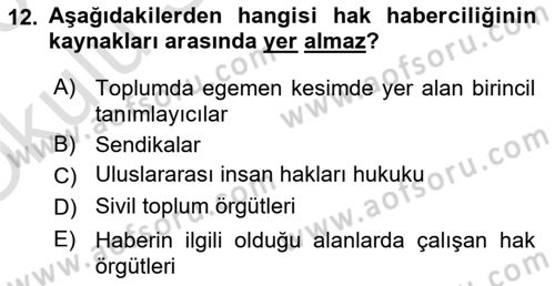 Medya Siyaset Kültür Dersi 2022 - 2023 Yılı Yaz Okulu Sınav Soruları 12. Soru