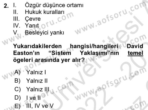 Medya Siyaset Kültür Dersi 2022 - 2023 Yılı Yaz Okulu Sınav Soruları 2. Soru