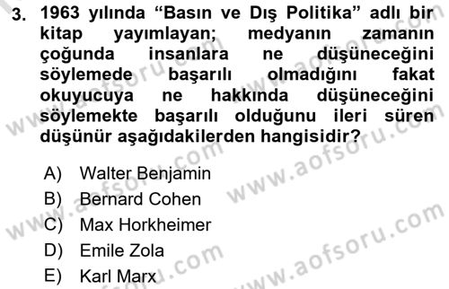 Medya Siyaset Kültür Dersi 2022 - 2023 Yılı Yaz Okulu Sınav Soruları 3. Soru