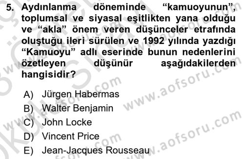 Medya Siyaset Kültür Dersi 2022 - 2023 Yılı Yaz Okulu Sınav Soruları 5. Soru
