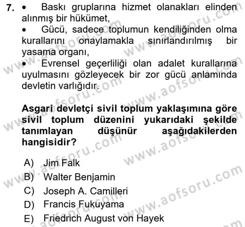 Medya Siyaset Kültür Dersi 2022 - 2023 Yılı Yaz Okulu Sınav Soruları 7. Soru