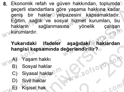 Medya Siyaset Kültür Dersi 2022 - 2023 Yılı Yaz Okulu Sınav Soruları 8. Soru