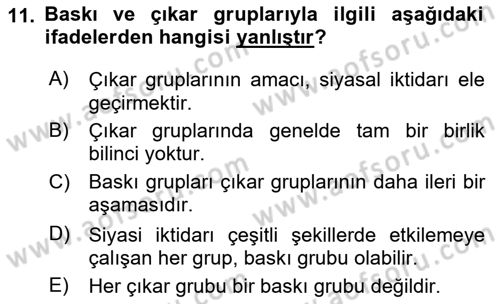 Medya Siyaset Kültür Dersi 2023 - 2024 Yılı (Vize) Ara Sınav Soruları 11. Soru