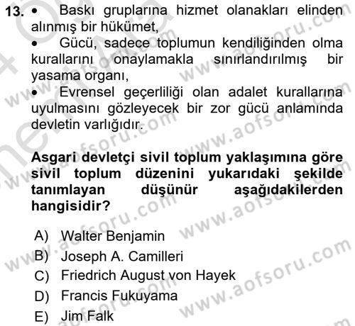 Medya Siyaset Kültür Dersi 2023 - 2024 Yılı (Vize) Ara Sınav Soruları 13. Soru