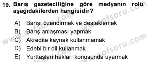 Medya Siyaset Kültür Dersi 2023 - 2024 Yılı (Vize) Ara Sınav Soruları 19. Soru