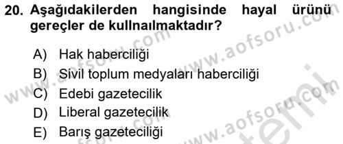 Medya Siyaset Kültür Dersi 2023 - 2024 Yılı (Vize) Ara Sınav Soruları 20. Soru