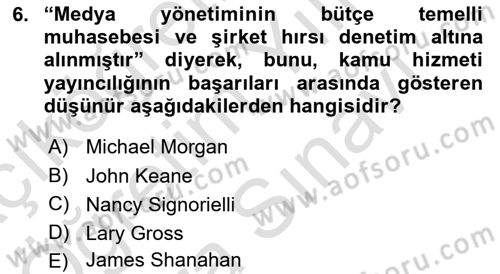 Medya Siyaset Kültür Dersi 2023 - 2024 Yılı (Vize) Ara Sınav Soruları 6. Soru