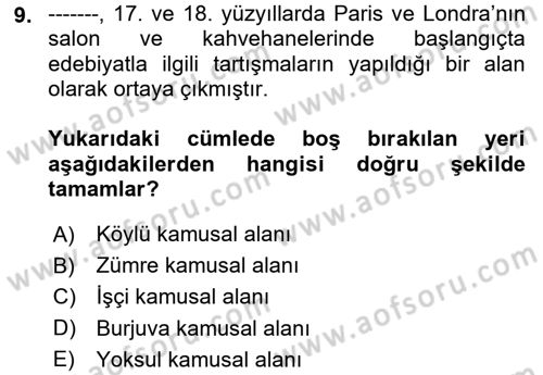 Medya Siyaset Kültür Dersi 2023 - 2024 Yılı (Vize) Ara Sınav Soruları 9. Soru